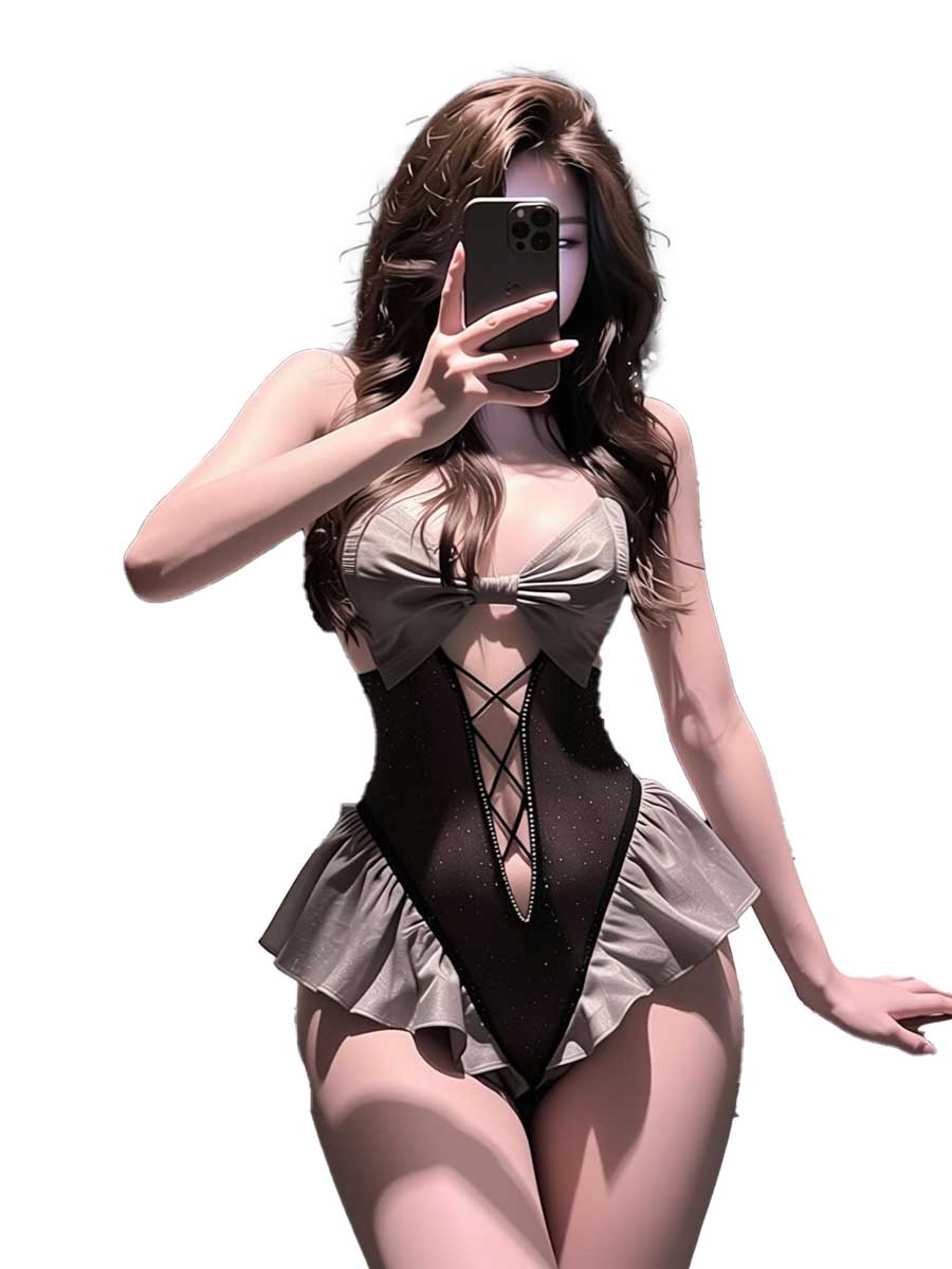 Lace Teddy Lingerie - Jimiko, costume da cameriera con volant,