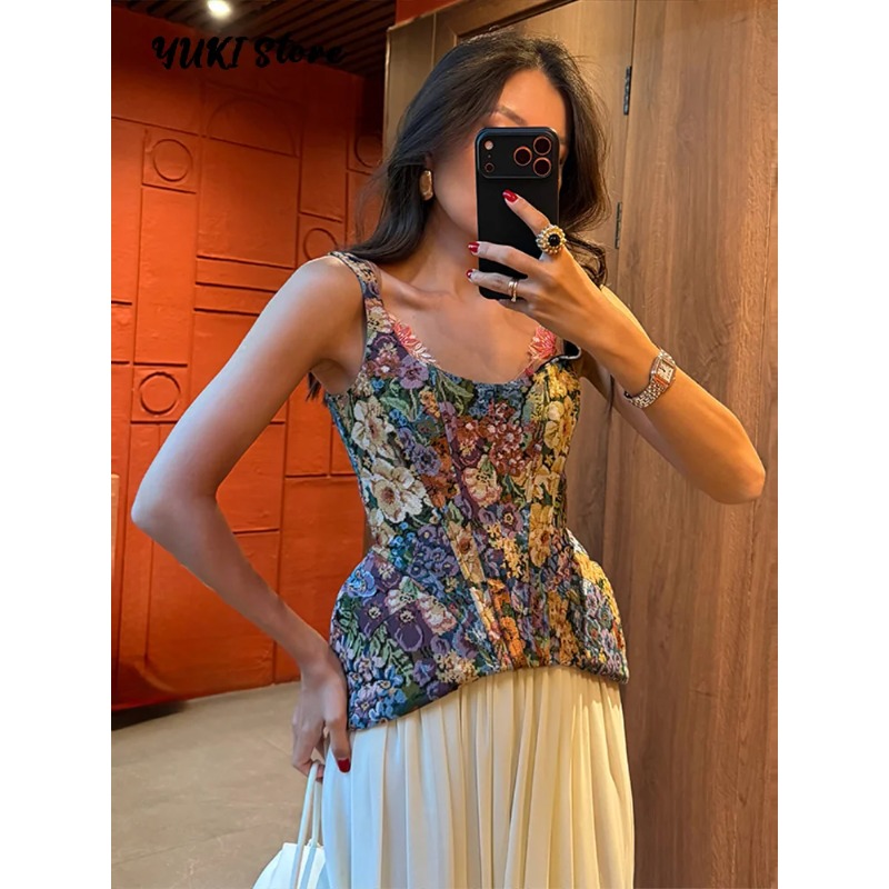 Corset Waist Cinch - Corsetto da donna con stampa floreale